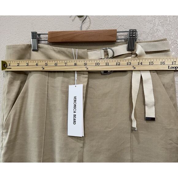 Veronica Beard Cruz Linen Blend Straight Leg Pants With Belt Womens Size 12 - Picture 6 of 7